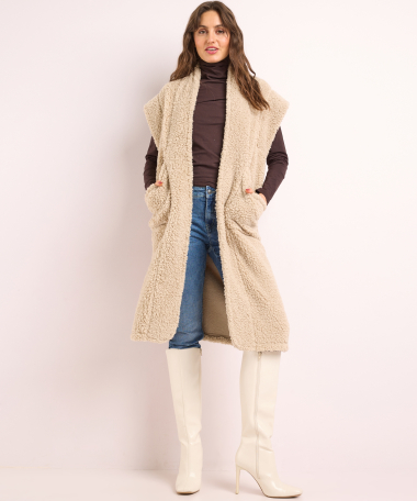teddy gilet lang