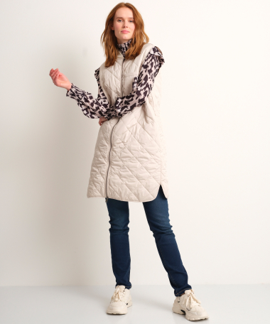 lange doorgestikte bodywarmer