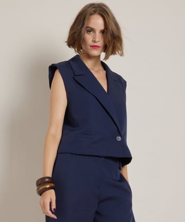 kort gilet met knoopsluiting