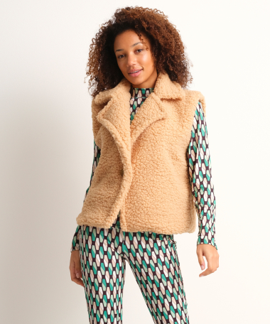 teddy gilet knoopsluiting