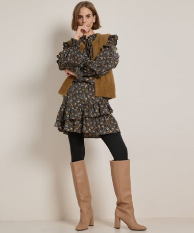 bloemenprint rok met ruches