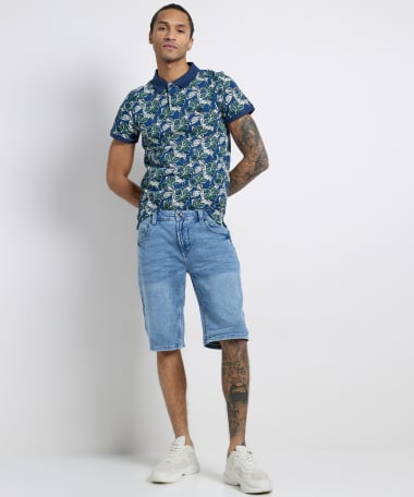 slim fit jogg denim bermuda