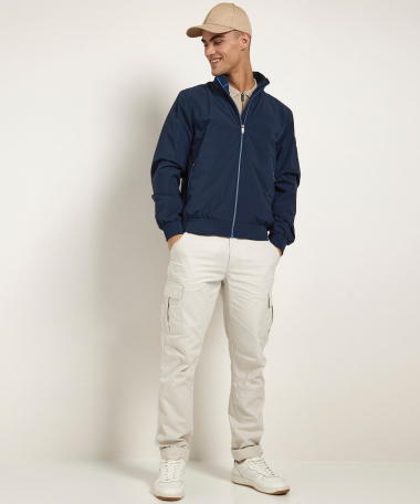 blauwe bomber jas