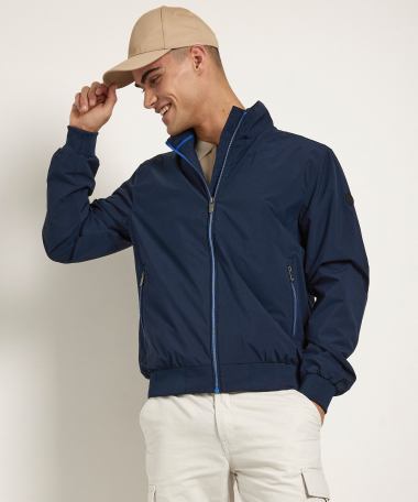 blauwe bomber jas