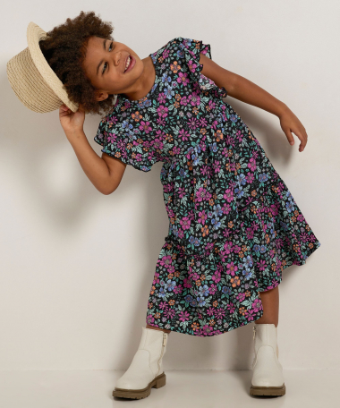 ruche jurk met bloemenprint
