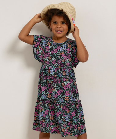 ruche jurk met bloemenprint