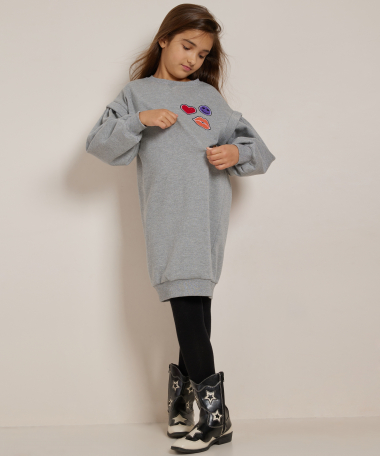 sweat jurk met pofmouw