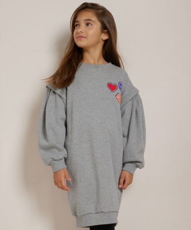 sweat jurk met pofmouw