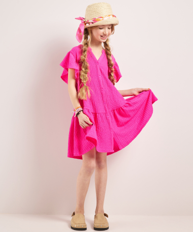 crinkle jurkje met knoopsluiting