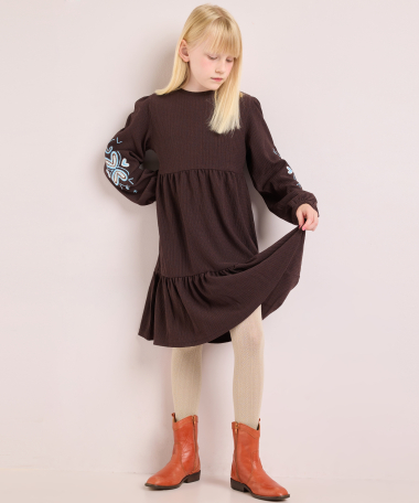 crinkle jurk met embroidery