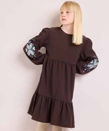 crinkle jurk met embroidery