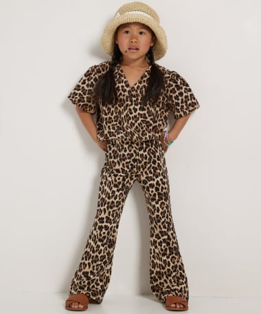 flared fit broek panterprint glitters