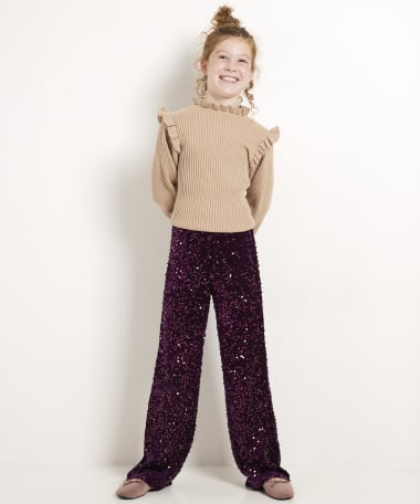 wide fit broek velvet pailletten