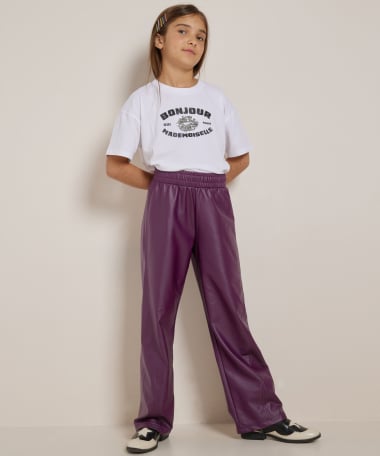wide fit broek lederlook