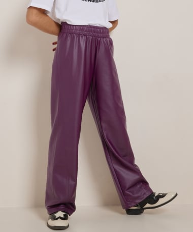 wide fit broek lederlook