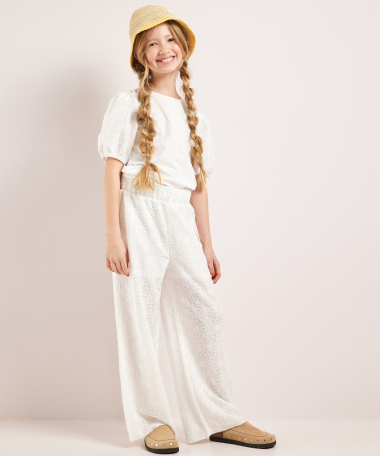 broek met bloemen broderie 