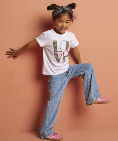 wide fit stretch jeans embroidery