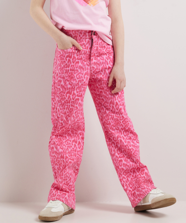 wide fit twill broek panterprint