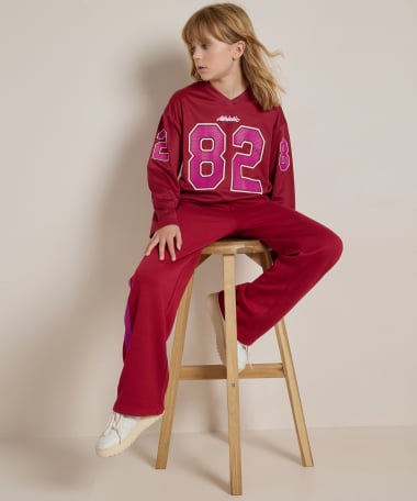 wide fit broek met streep
