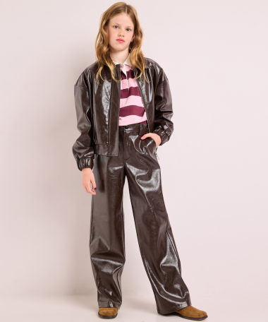 wide fit broek lederlook