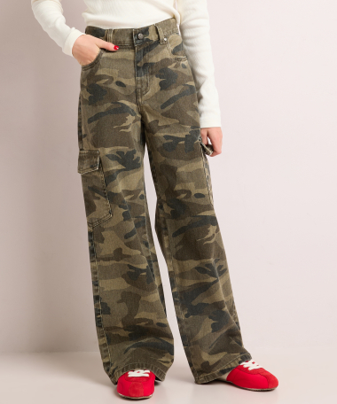 wide fit cargo broek camouflage 