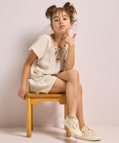 roze short linnenlook