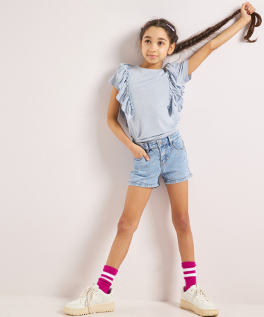 stretch denim short embroidery