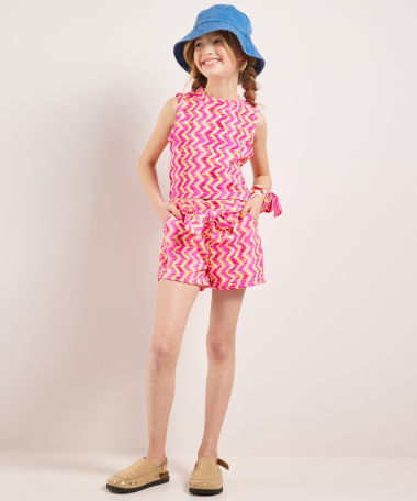 short zigzag print met strik