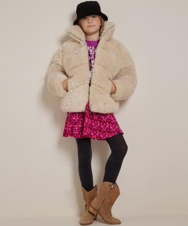 fake fur jas doorgestikt