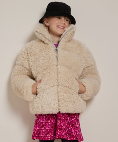 fake fur jas doorgestikt
