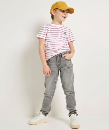 regular fit tapered stretch jeans - grijs
