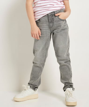 regular fit tapered stretch jeans - grijs
