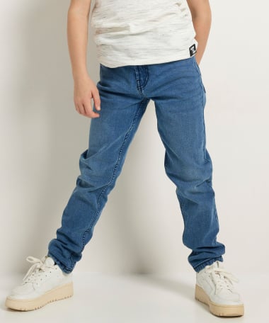 regular fit tapered stretch jeans - mid