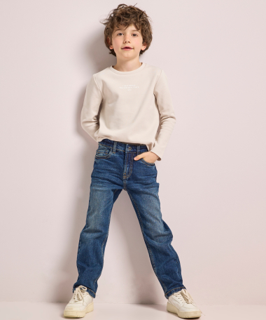 straight fit stretch denim jeans