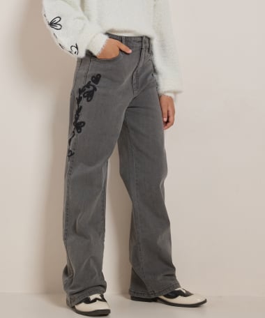 wide fit jeans met embroidery