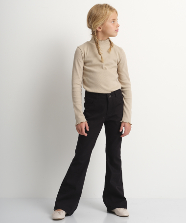 Zwarte flared fit twill broek