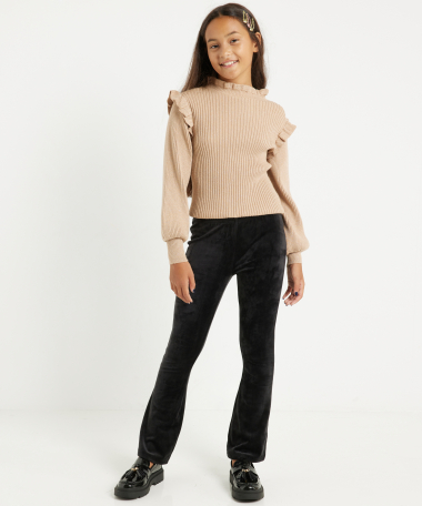 velours flared broek uni