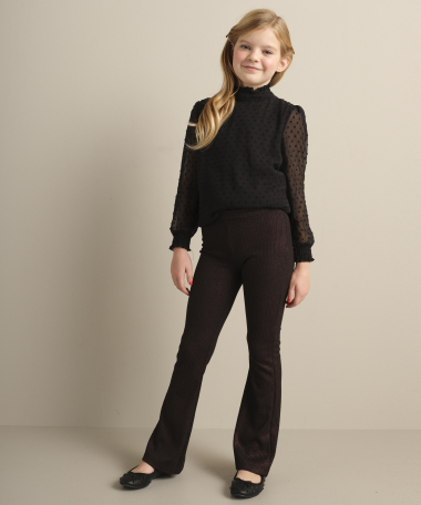 Flared broek met ribgebreide glitter