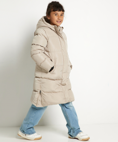 lange puffer jas beige