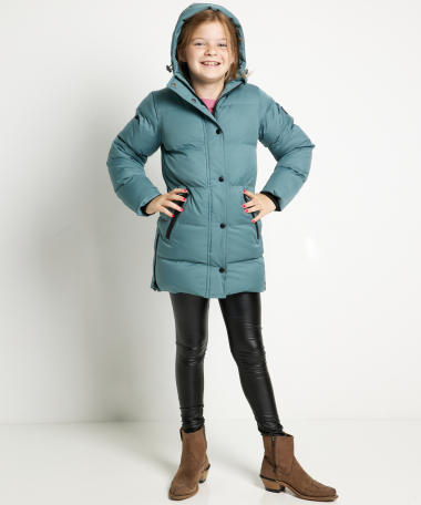 lange puffer jas blauw