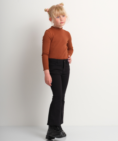 Zwarte flared fit twill broek