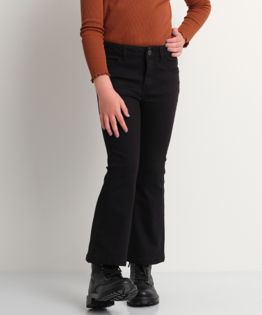 Zwarte flared fit twill broek