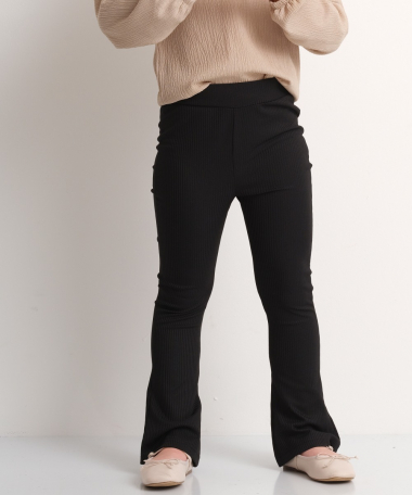 zwarte rib flared broek