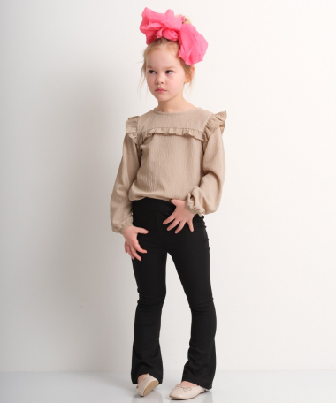 zwarte rib flared broek