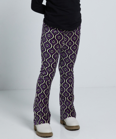ribvelvet flared broek all-over print