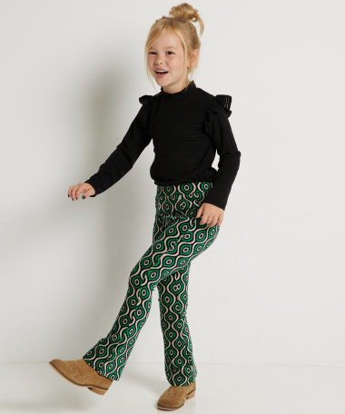 ribvelvet flared broek all-over print