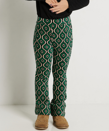 ribvelvet flared broek all-over print