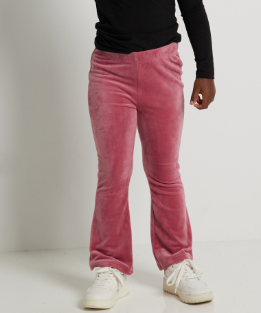 velours flared broek uni