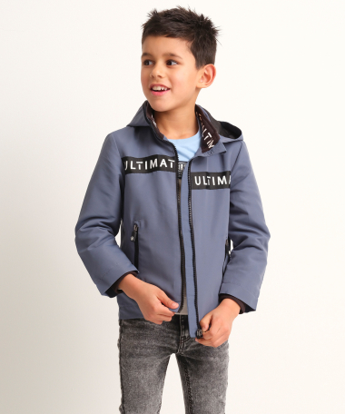 parka jas met teksttape