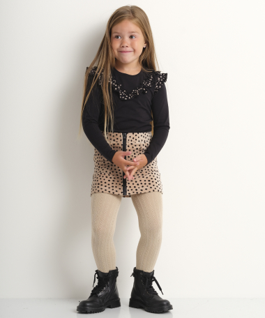 Rib-velvet rok met stipdessin